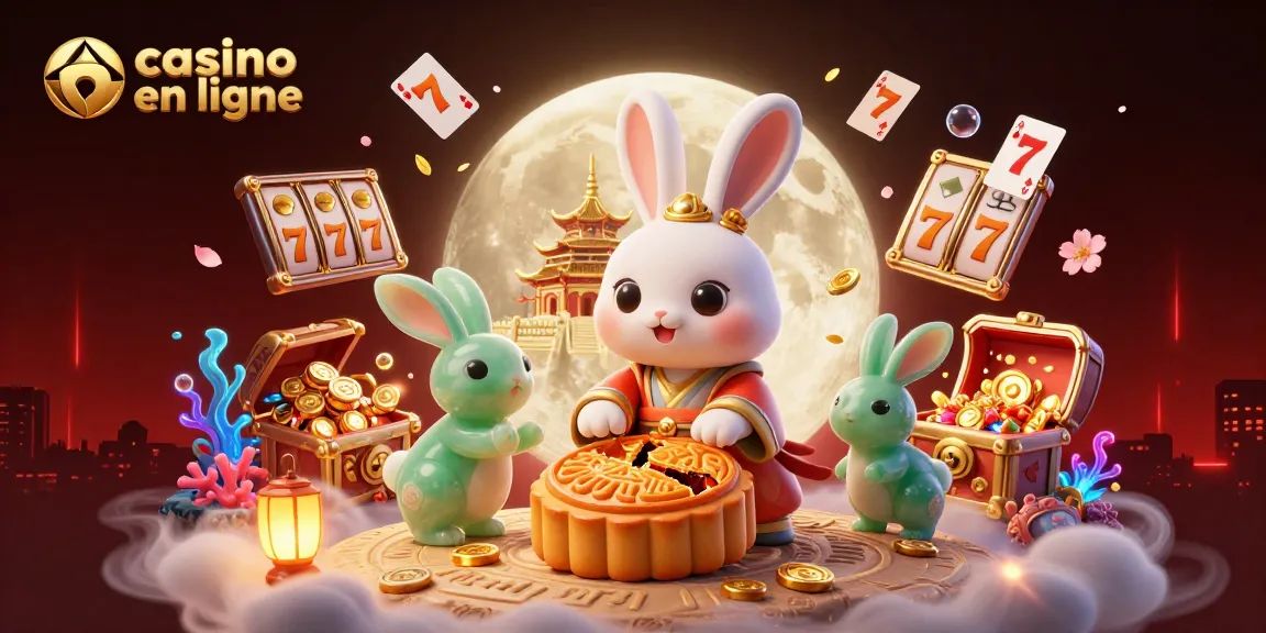 Jouez sur un casino en ligne captivant avec des personnages animés entourés de jetons et machines à sous.