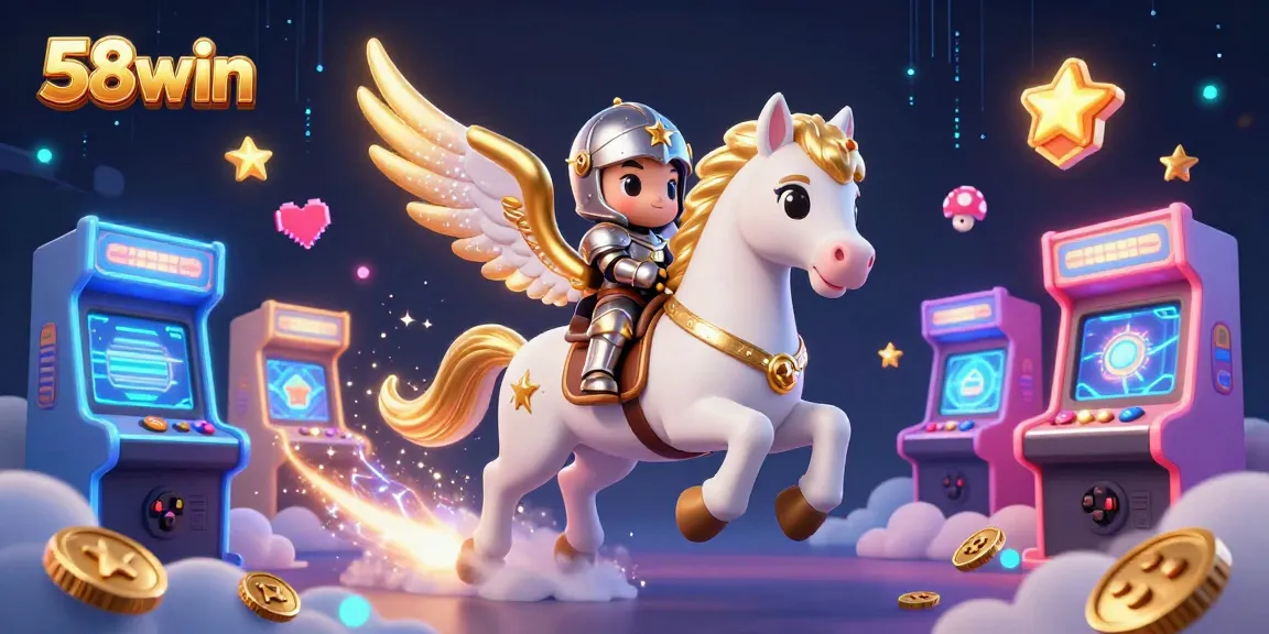 Experience the thrill of 58win in a vibrant 3D casino illustration with dynamic gaming elements.