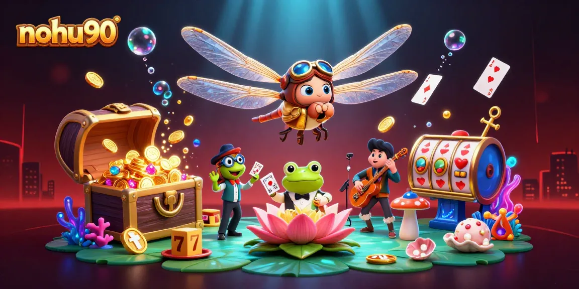 Engage with thrilling nohu90 gaming experiences at the lily pad casino with vibrant animated characters.