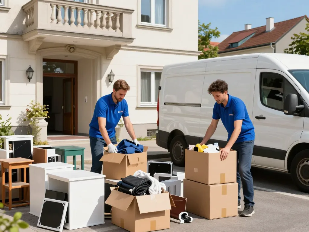 Entrümpelung Wien Team sortiert Gegenstände während des professionellen Entrümpelungsdienstes.