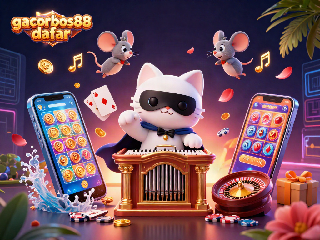 Spin to win with gacorbos88 daftar at this vibrant animated casino scene highlighting exciting slot games.