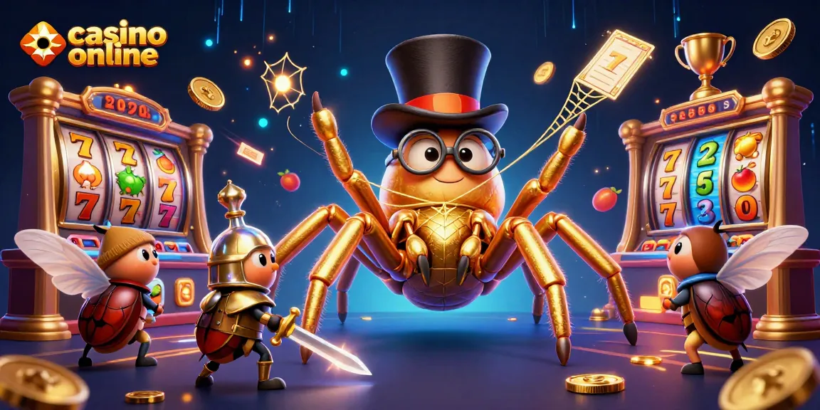 Jucând la casino online cu un păianjen de aur și un cavaler gândac în luptă pentru jackpoturi