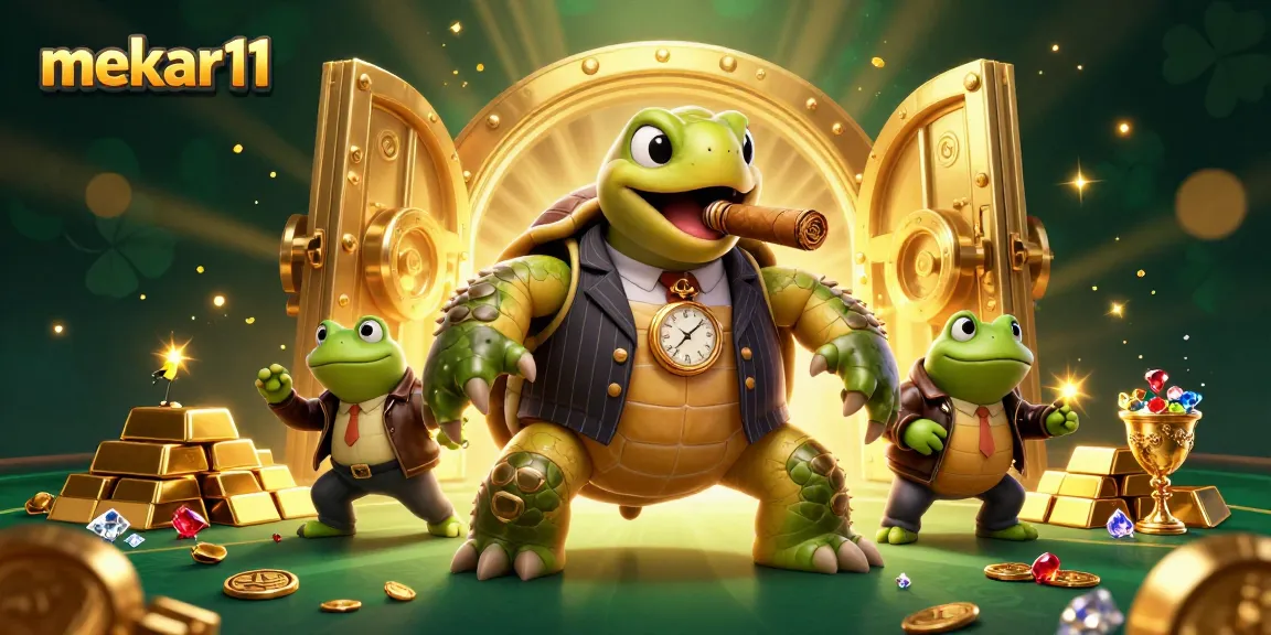 Experience the excitement of mekar11 with a vibrant casino scene featuring a snapping turtle in action.