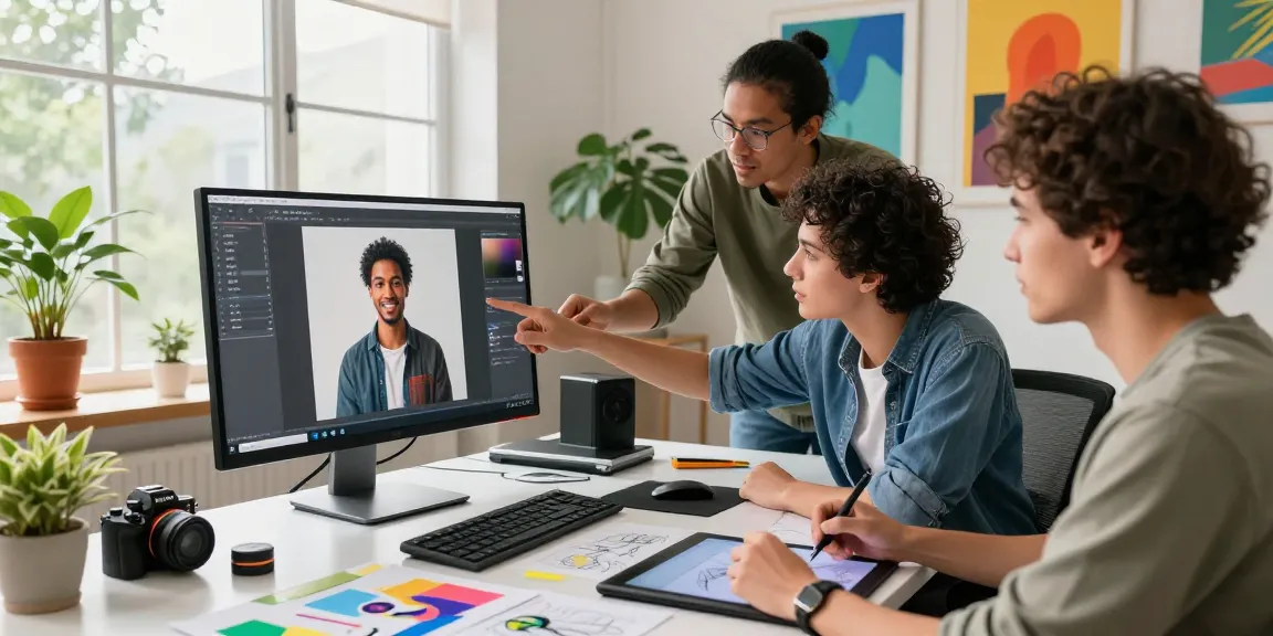 Collaboration with nano banana pro for creative AI image editing in an inspiring workspace.