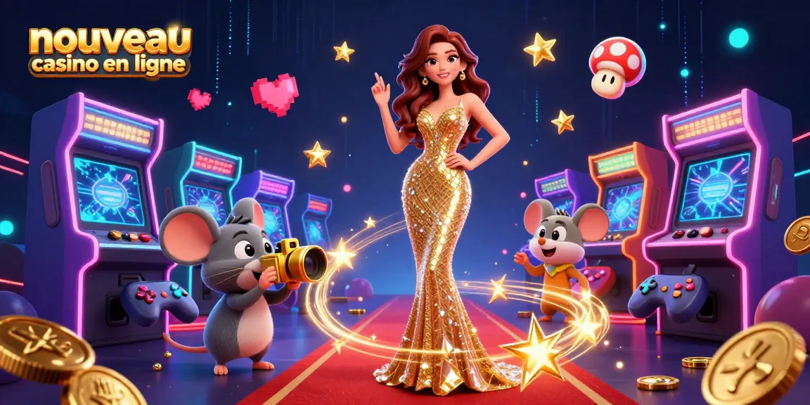 Illustration promotionnelle de nouveau casino en ligne présentant l'excitation du jeu avec des éléments vibrants et accrocheurs.
