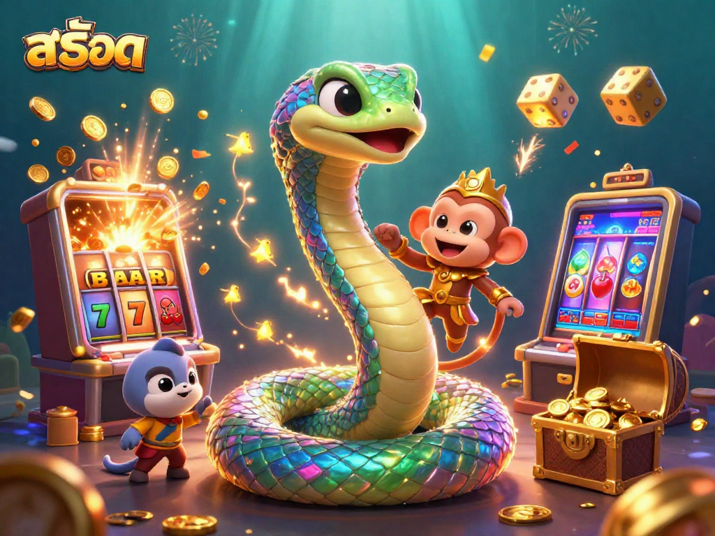 Spin the exciting สล็อต reels with vibrant characters and jackpot elements in a lively scene.