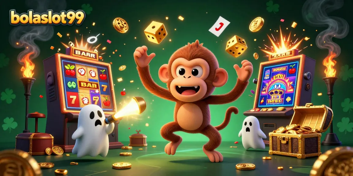 Engage with bolaslot99’s dynamic haunted casino scene showcasing thrilling slot machines.