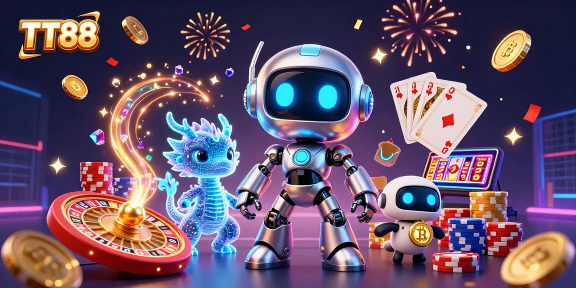 Experience the excitement of TT88 with vibrant casino elements and colorful characters.
