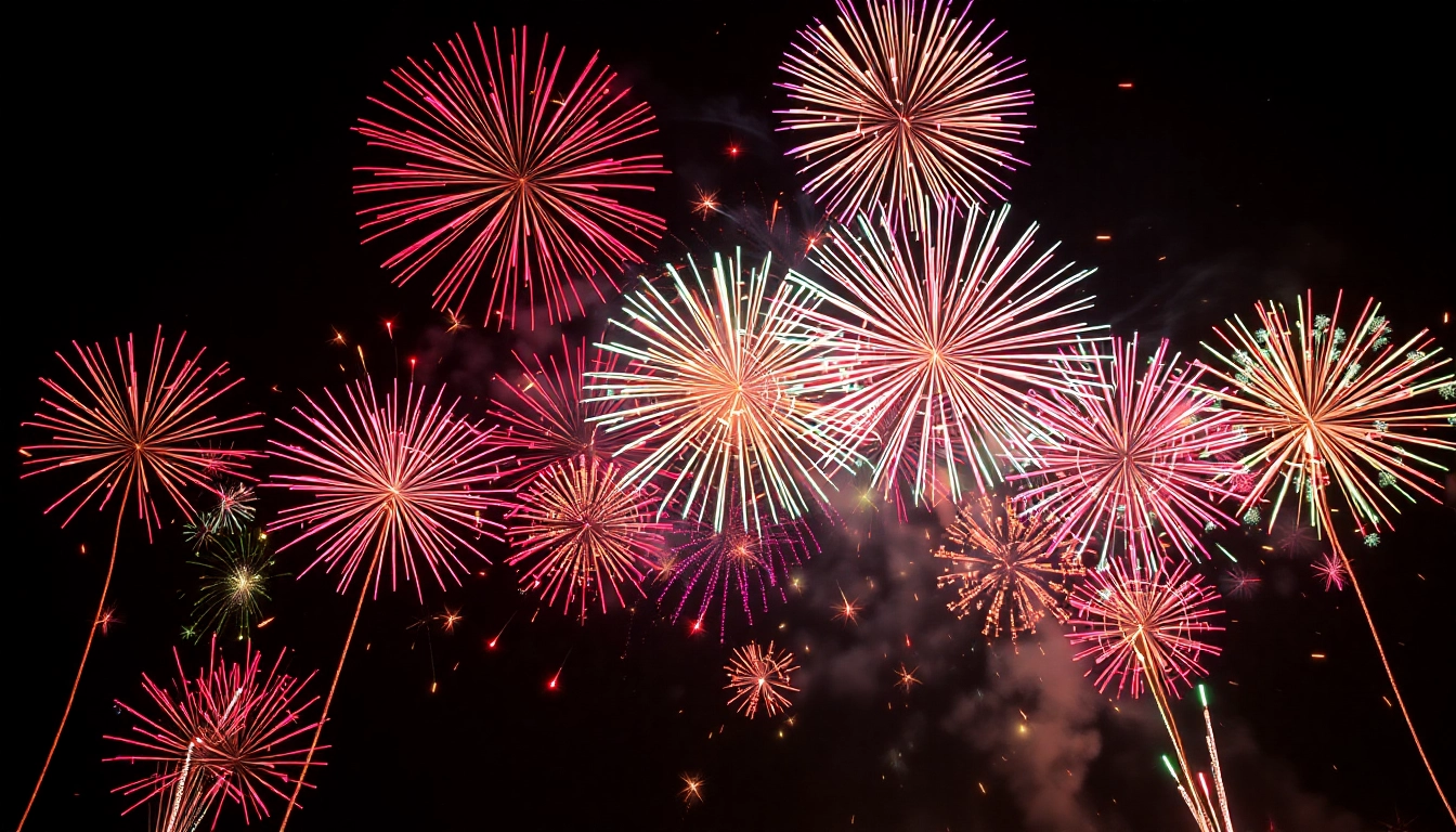 Experience stunning wholesale fireworks exploding in vibrant colors against a night sky.