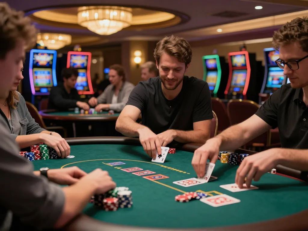 Exciting poker gameplay at O8 casino, with players strategizing and chips in play.