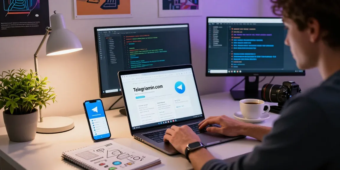 Active user engaging with telegraimin.com in a modern workspace setting.