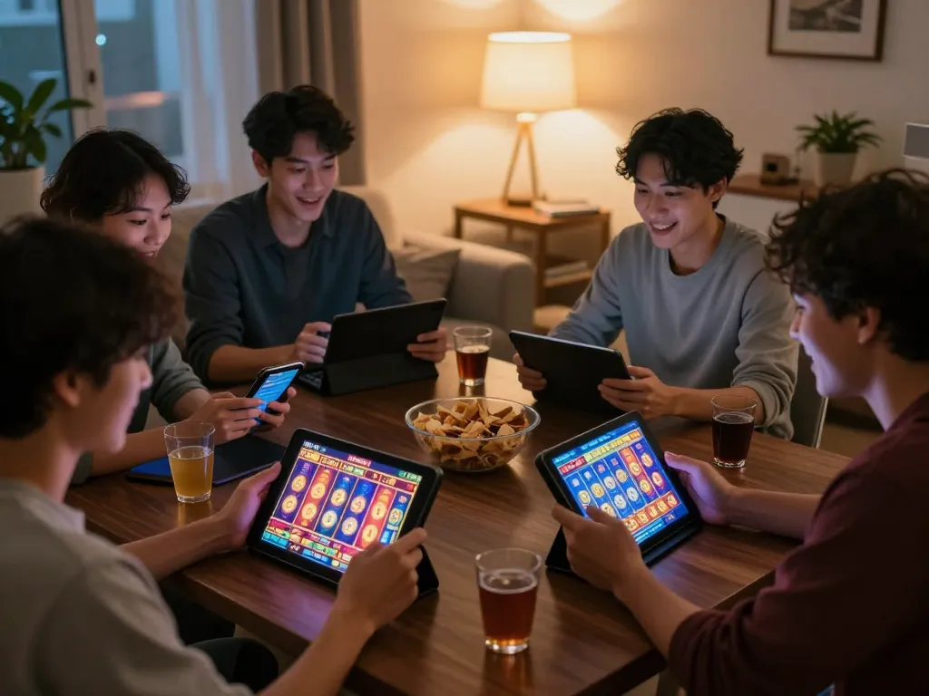Pemain menikmati slot online dengan aplikasi Bintangmpo di pengaturan rumah yang nyaman, menciptakan kegembiraan dan kesenangan.