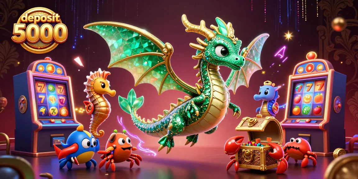 Spin vibrant slots with deposit 5000 for maximum wins, featuring a mystical sea dragon and treasure chest.