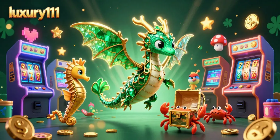 Engage with luxury111 for a captivating casino experience featuring a dragon and seahorse.