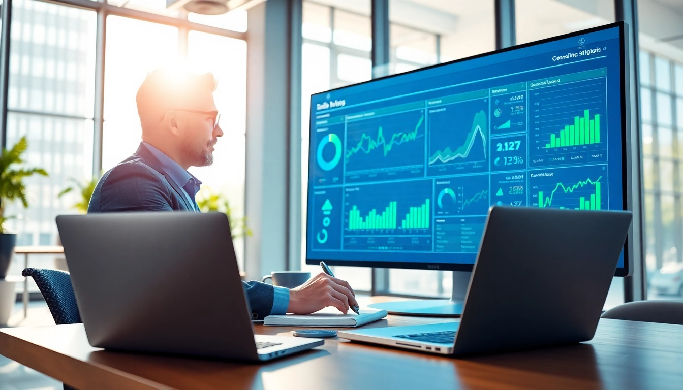 Auf https://alvionz.de/ analysiert ein Marketingstratege digitale Daten in einem modernen Büro.