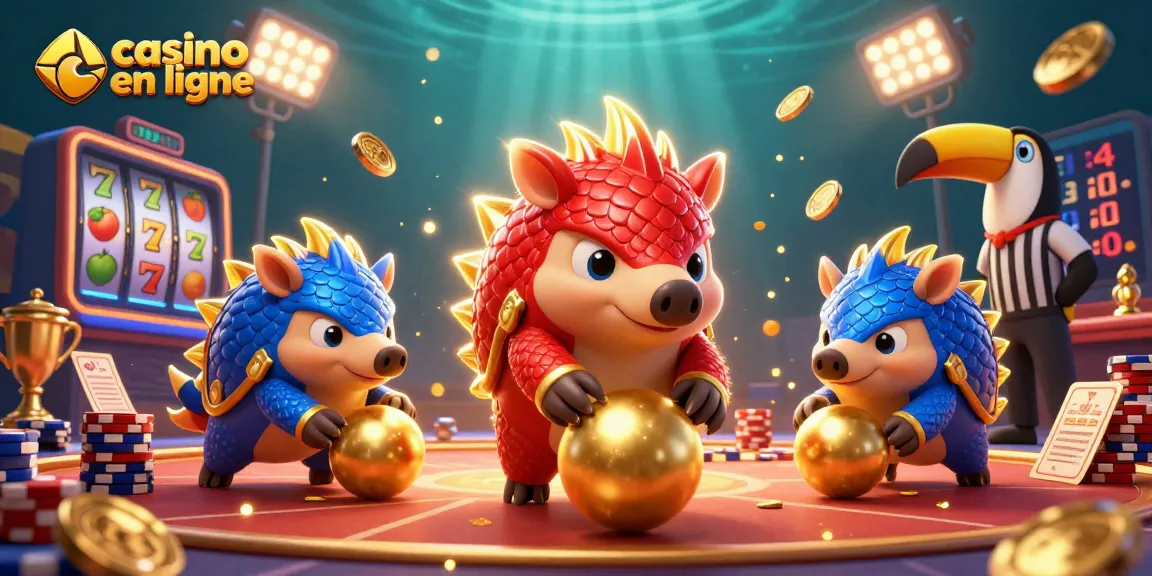 Amusez-vous dans un casino en ligne avec des pangolins rivalisant tout en jouant avec des machines à sous.