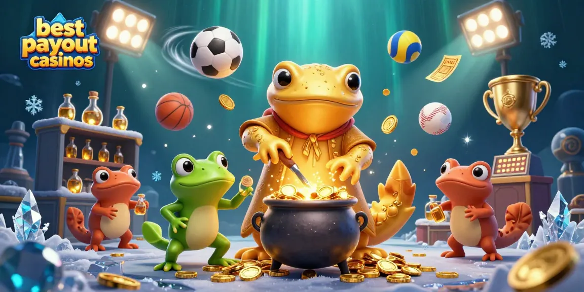 Experience the excitement of best payout casinos with golden treasures and dynamic sports elements.