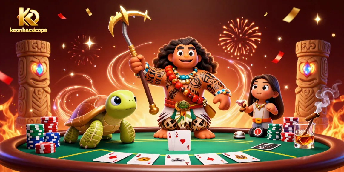 Engage with keonhacaicopa's vibrant casino scene featuring a hawk demigod and poker elements.
